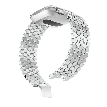 Металлический ремешок из нержавеющей стали для Fitbit Versa Lite ремешок смарт-браслет ремешок для наручных часов для Fitbit Versa Band аксессуары - Цвет: silver