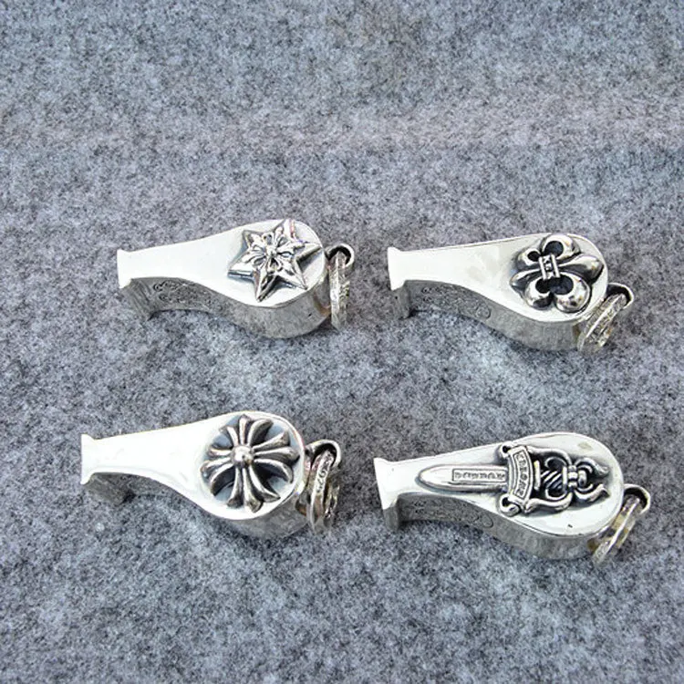 

Sterling Silver Pendant Whistle Pendant Male Cross Flower Sword Whistle Pendant Women Fashion Punk Silver Jewelry