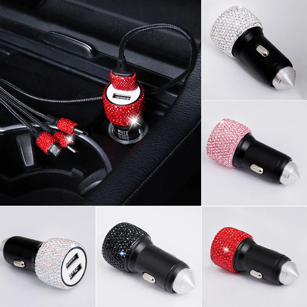

Mini Portable Dual USB Ports Car Charger 5V 2.1A With LED Light Universal Power Safe Quick Charging For Mobile Phone Tablet GPS