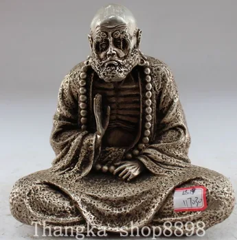 

christmas Chinese Buddhism Silver Seat Damo Dharma Arhat Bodhidharma Buddha Statue halloween