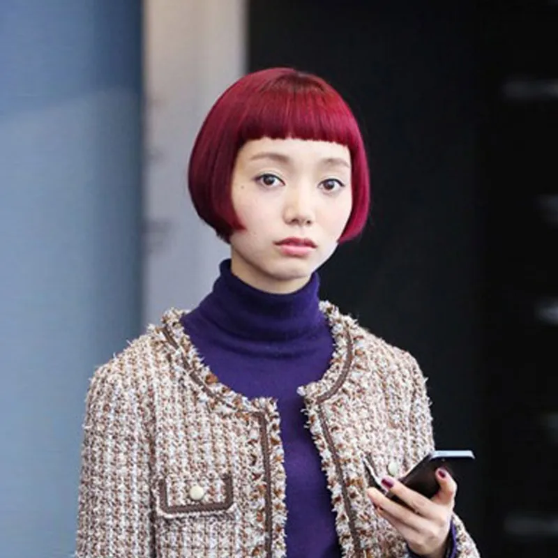 Top Quality Heat Resistant Synthetic Short Bob Hair Wine Red Bob