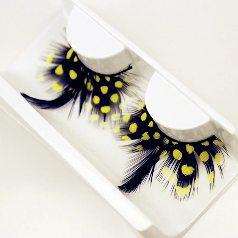YOKPN 1 пара модные сценические накладные ресницы для макияжа с перьями для балета, маскарада, вечерние цветные накладные ресницы для моделирования