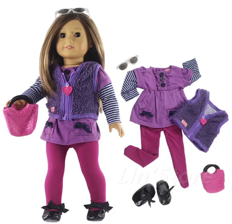 Очки+ сумка+ ракушки и т. Д. Набор для оценки кукол подходит для 16-1" дюймовой куклы, американской куклы, 43 см куклы или другой 40-46 см куклы б/у