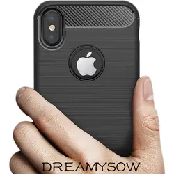 DREAMYSOW высокое качество 3D углеродного волокна Мягкие TPU чехол для телефона для iPhone X 5 5S SE 6 6s 7 8 плюс сзади телефон Чехол