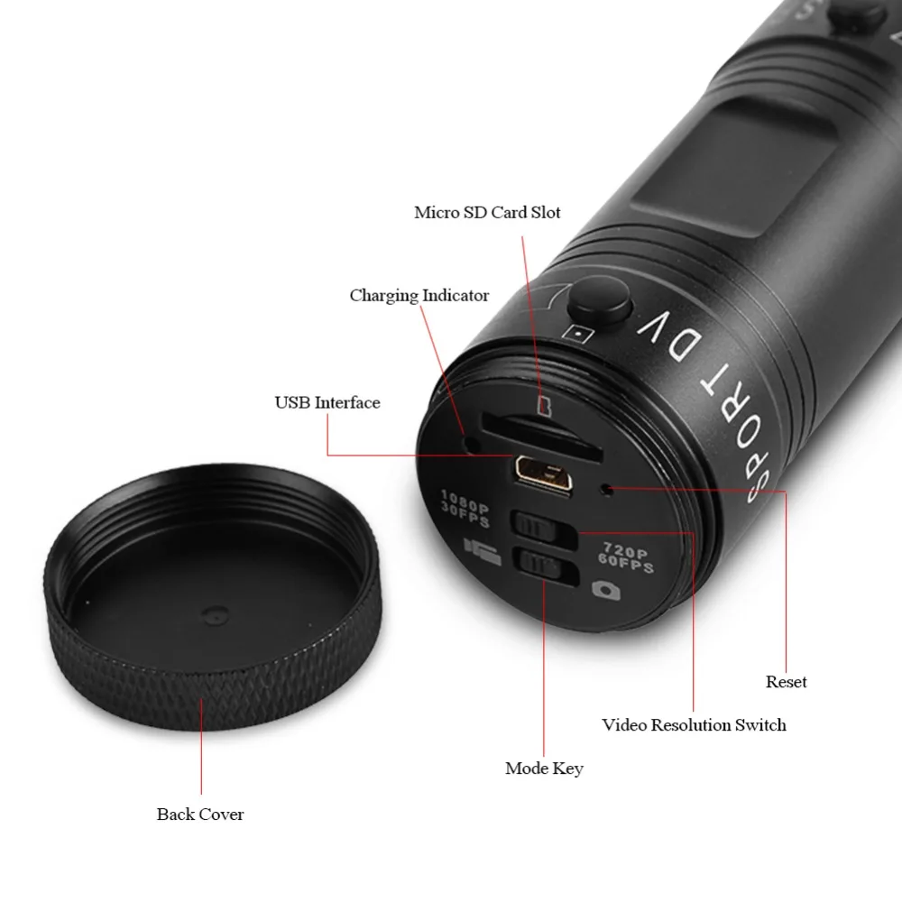 SOONHUA портативная камера с широким углом обзора 120 градусов Full HD 1080 P, Мини водонепроницаемая Спортивная видеокамера из алюминиевого сплава