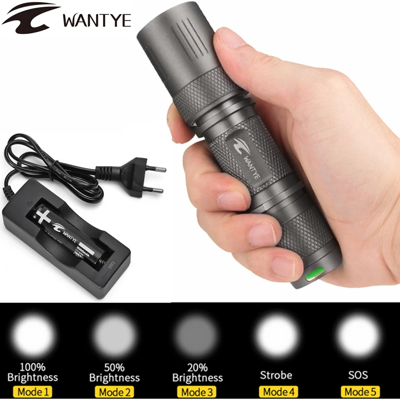 

4000LM XM-L XML L2 U2 LED Flashlight Torch Lamp Light 5-Modes Tactical Flashlight 18650 penlight Waterproof+Battery/charger