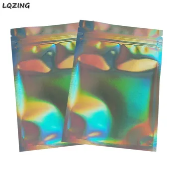 

100x Laser Aluminium Foil Zip Lock Pouch Storage Bags 7.5*10cm/8.5*13cm/10*15cm Holographic Silver Zip Bag Eyelash Cosmetic Bags