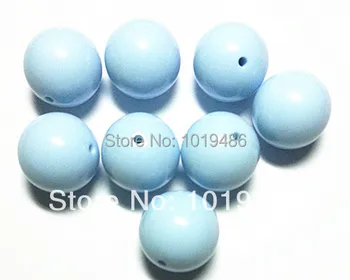 

20MM 105pcs / Lot New Light blue color Gumball Bubblegum Acrylic Solid Beads, Colorful Chunky Beads for Necklace Jewelry