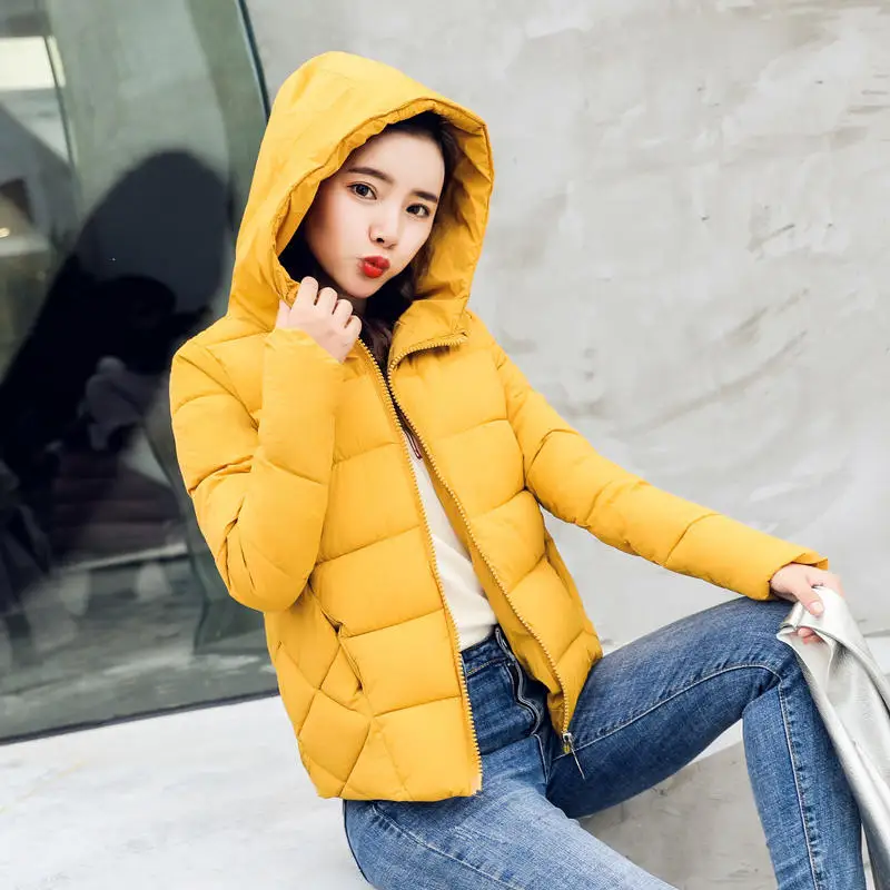 Autumn Winter Jacket Women Plus Size Parkas Thicken Outerwear Hooded Coats Short Slim Jacket Long Sleeve Ladies Tops Coats Q669