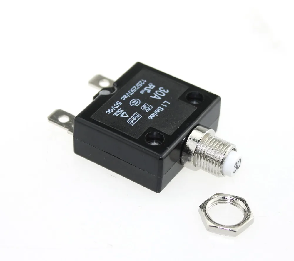 

30Amp Circuit Breakers with manual reset DC50V AC125-250V with Quick Connect Terminals