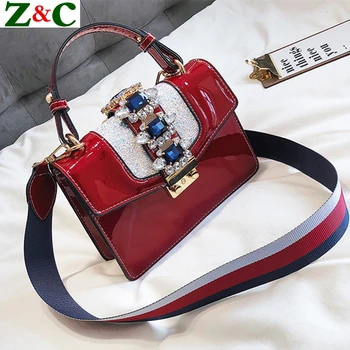 

Luxury Brand 2020 Summer/Autumn Diamond Gem Women Leather Handbag Colorful Strap Shoulder Bags Famous Designer Handbag Big Totes