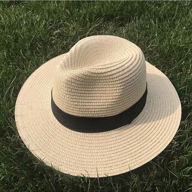 

Women Ribbon Wide Brim Panama Straw Hat Fedora Beach Sun Hat UPF50 Sun Floppy Summer Boater Hat Lady Kentucky Derby Vocation Hat