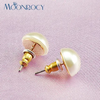 Женские круглые серьги MOONROCY цвета розового золота с имитацией жемчуга