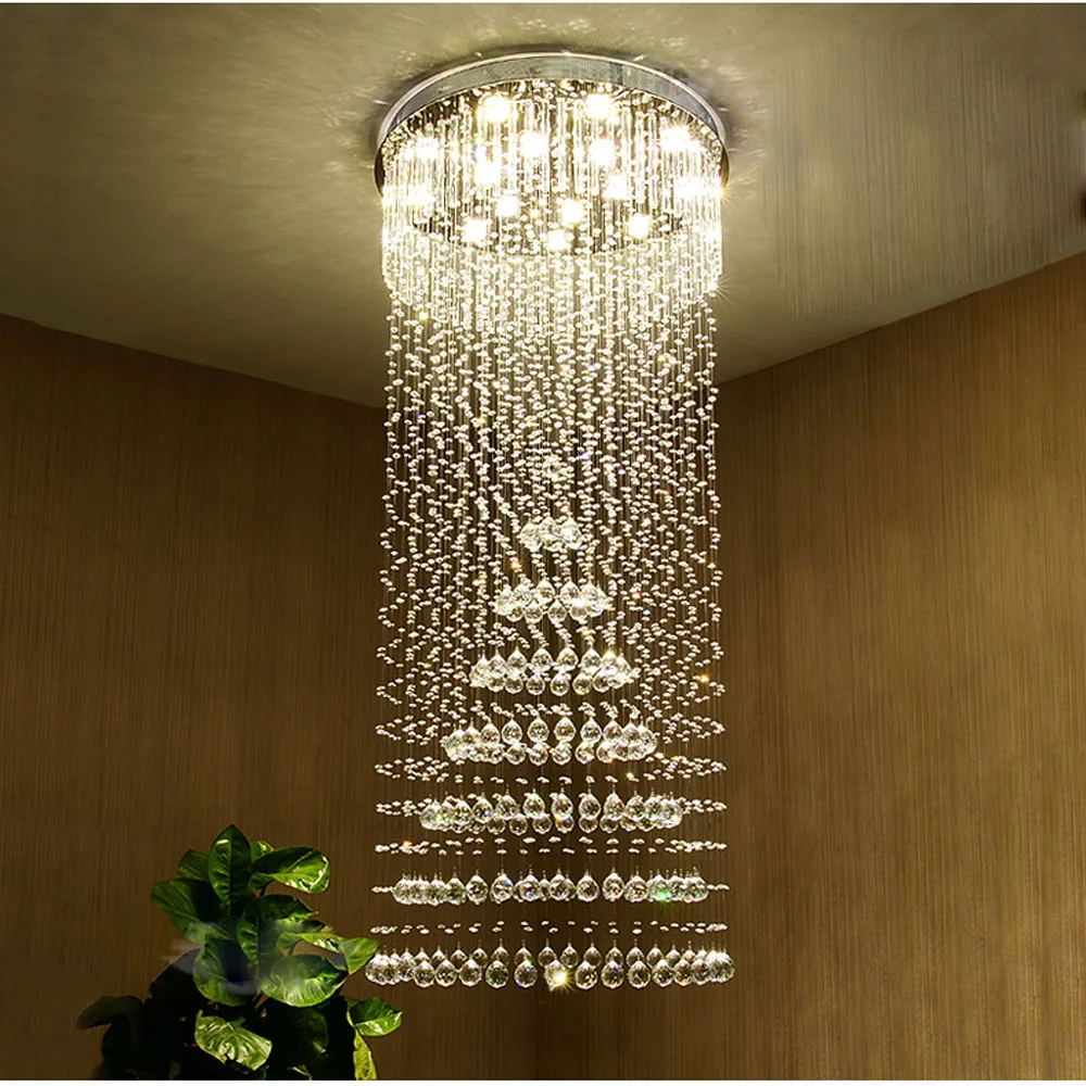 Villa stair chandelier long chandelier led crystal ceiling lamp modern