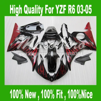 

7GIFTS+ ABS fairings set for Yamaha YZF R6 03 04 05 YZF-R6 03-05 #8KLL1 YZF 600 R6 2003 2004 2005 fairing kits red flame black