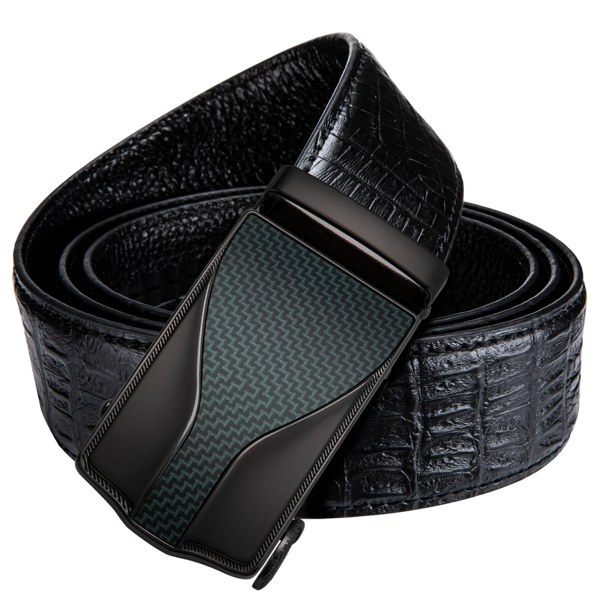 Hi-tie Mens Designer Formal Black Leather Belts For Suit Business ...
