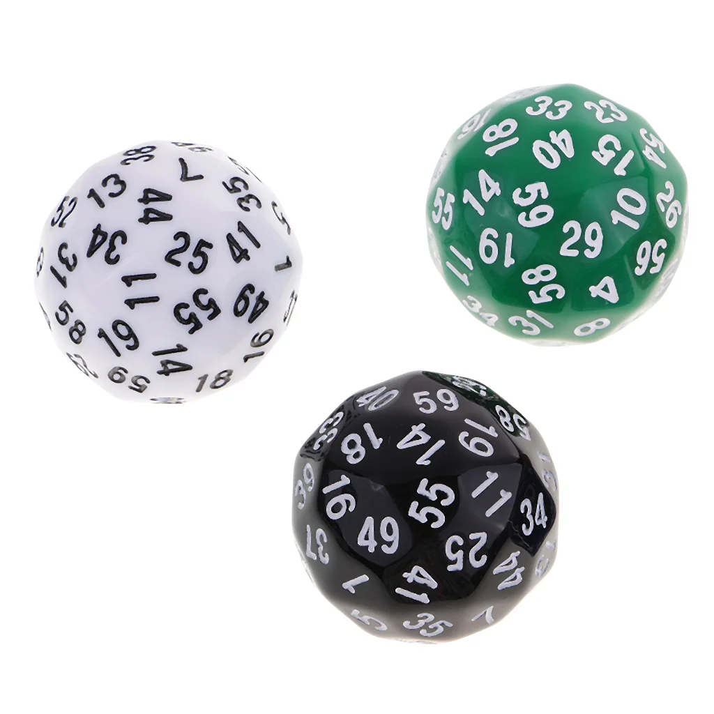 6 Pcs 60 Sided Dice D60 Polyhedral Dices Dungeon & Dragons RPG Board Game for Funny Family Housework Game Family Kids Pub Club