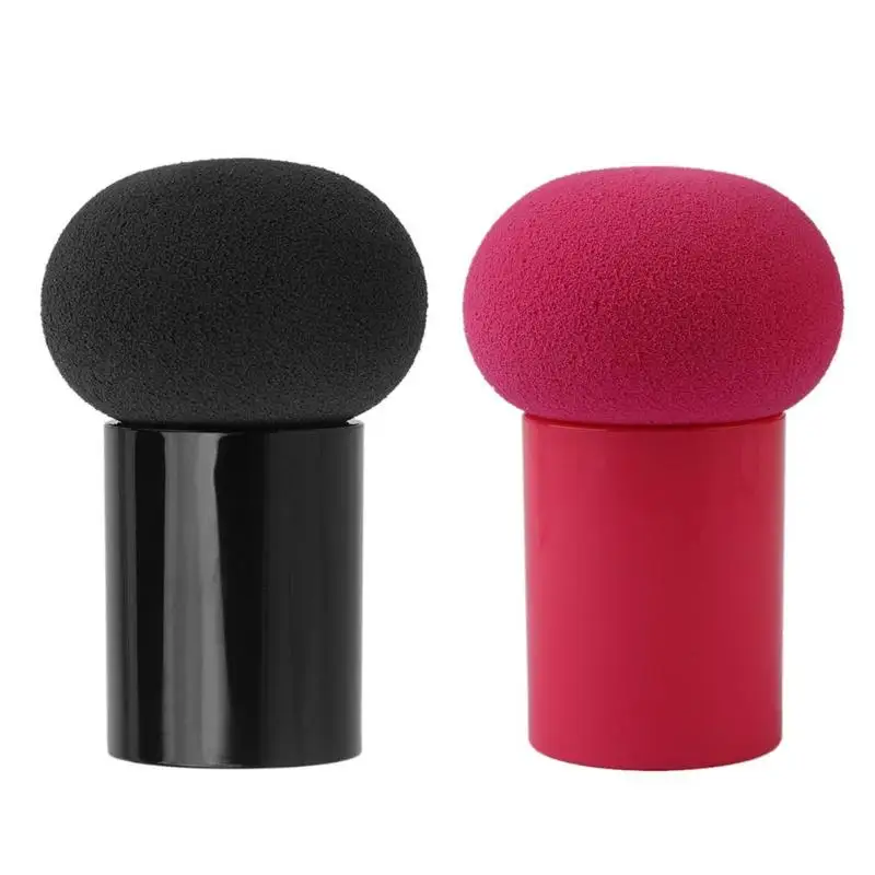 1pc Round Mashroom Powder Puff Stick Mini Soft Sponge Puff Rose Red