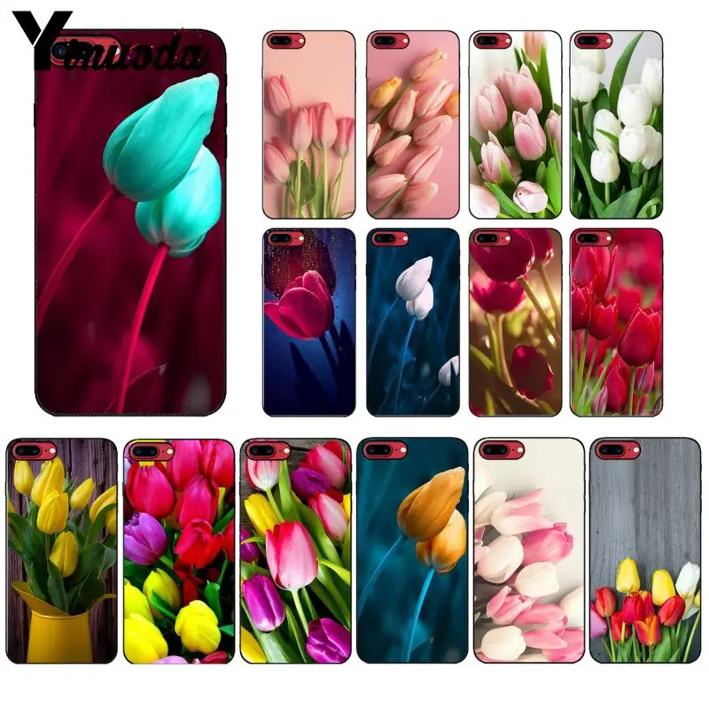 Yinuoda Tulip flower Colorful Cute Phone Accessories Case for Apple iPhone 8 7 6 6S Plus X XS MAX 5 5S SE XR Mobile Cover