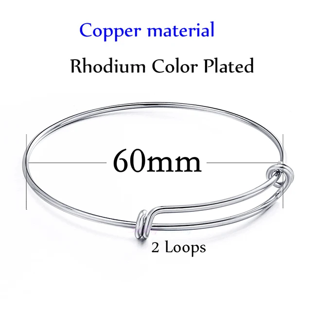 5 шт. модный провод медь/нержавеющая сталь металлический Расширяемый Браслет База Регулируемый пустой браслет DIY Браслеты и браслеты - Окраска металла: 60mm rhodium 1