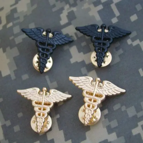 

WW2 US ARMY MEDICAL OFFICER COLLAR INSIGNIA MATCHED TWO PAIR METAL BADGE