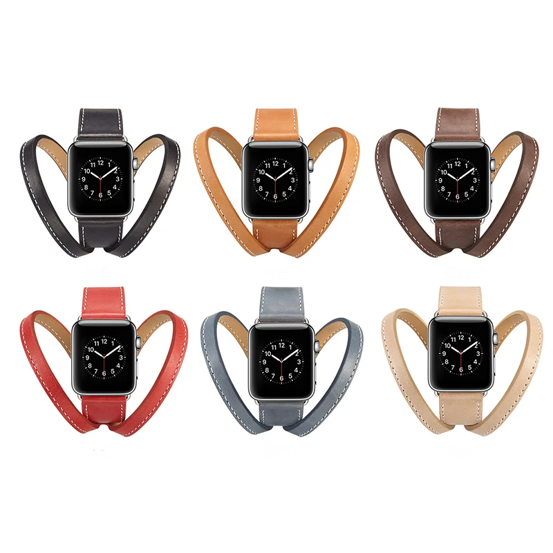 Для Apple Watch 38 мм полосы кожаный для iwatch ремешок 42 ремни Double Tour | Наручные часы