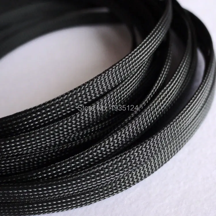 8mm Black PET expandable cable sheathing 4 AWG 5/16 inch includes heat shrink 