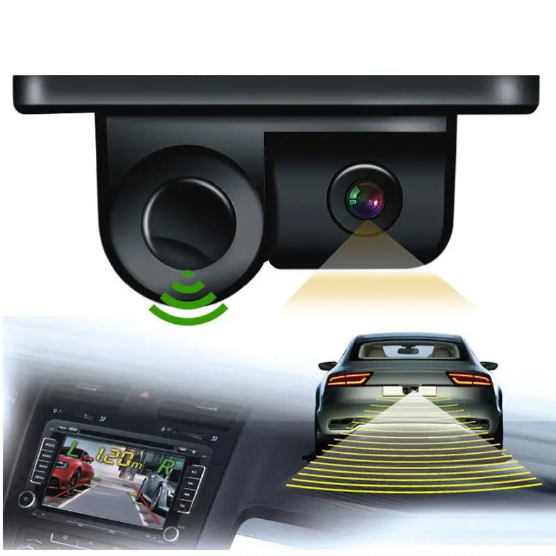 

BEESCLOVER 2 In 1 Camera with Parking Sensor Kit Newly Rear View Camera Autos Reversing Rearview Backup Parking Camera r30