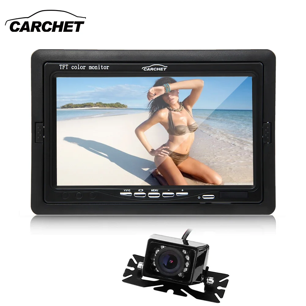 

CARCHET Car Monitor 7 Inch TFT LCD IR Rear View Reverse Backup 9 LED HD Night Vision Camera 800*480 Car Monitor Rear View Camera
