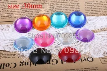 

free shipping!!! 100pcs/lot mixed color 30mm round Acrylic resin beads cabochon beads for pendant tray (you can choose color )