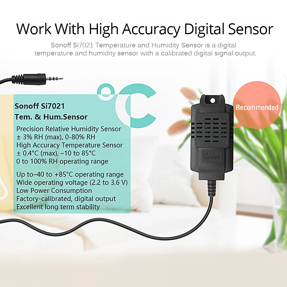 Высокая точность SONOFF монитор Si7021 датчик влажности переключатель беспроводной смарт Wifi датчик температуры мониторинг дистанционного управления для TH10 16