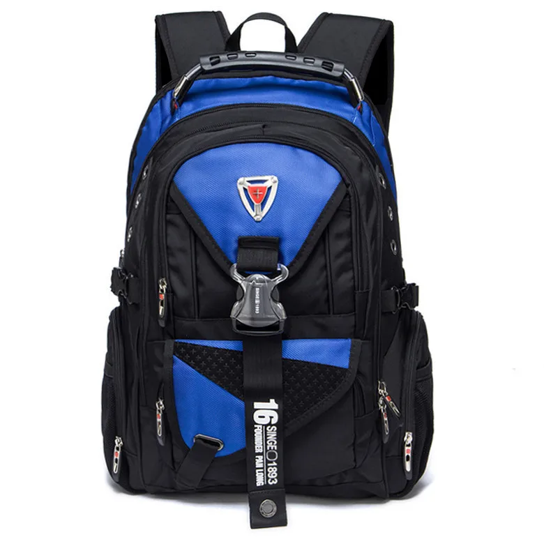 Брендовый Швейцарский рюкзак, мужской водонепроницаемый рюкзак 17 дюймов для ноутбука, черный Оксфорд, деловая дорожная сумка, многофункциональные школьные сумки, mochila - Цвет: Blue