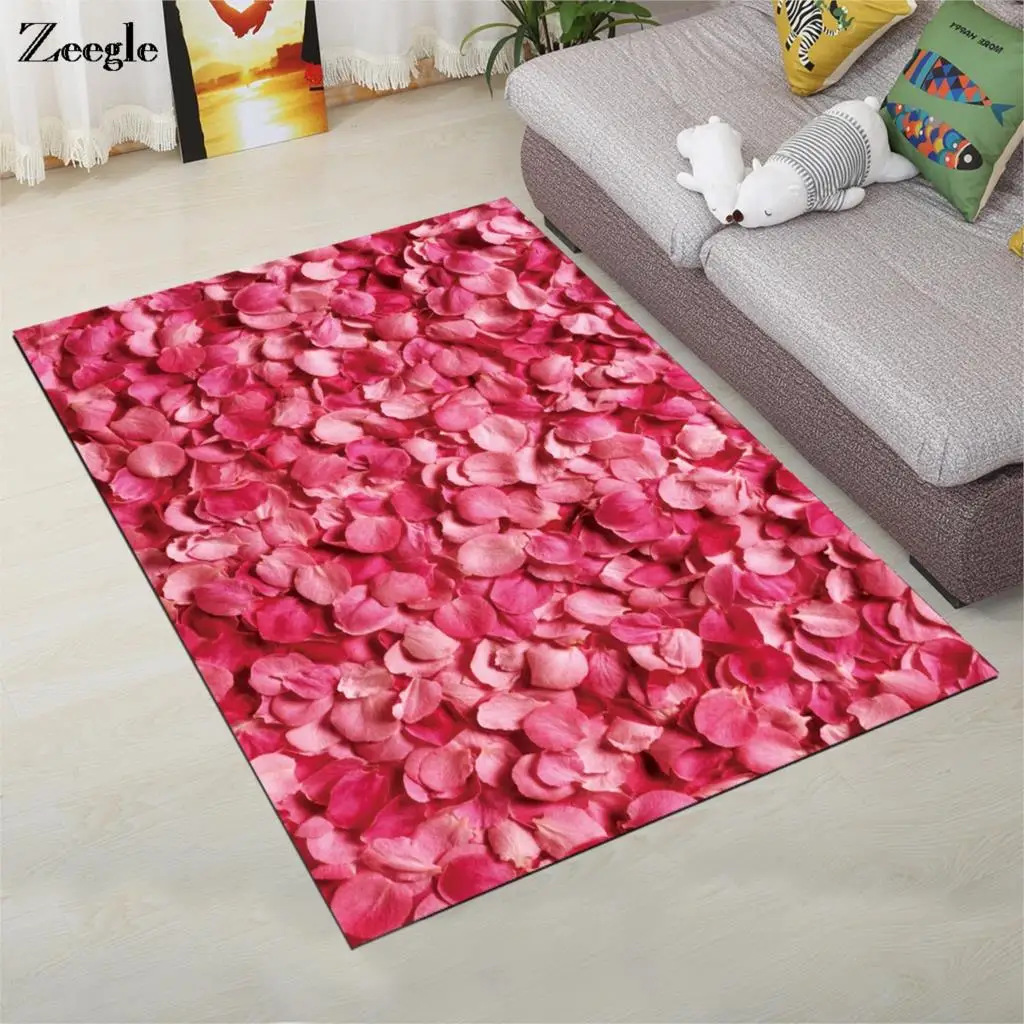 

Zeegle Rectangle Carpet Non-slip Bedside Rugs Kid Bedroom Carpet Absorbent Kitchen Mats Door Mat Flower Printed Floor Mat