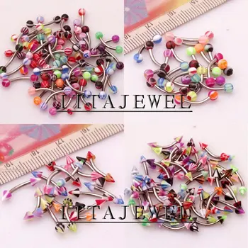 

100pcs 16g Spike & Ball Eyebrow Bars Rings,Body Jewelry,Piercing Jewellery