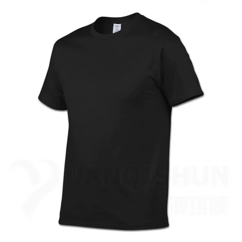 YUANQISHUN Fashion Brand Solid Color T-shirt High quality Men's Cotton Tshirt 17 Colors Unisex Casual Short sleeves Tops Tees - Цвет: Black