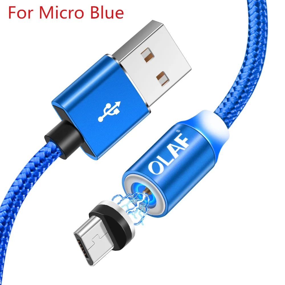 Магнитный кабель Олаф Micro usb Type C адаптер для быстрой зарядки Microusb Type-C магнитное зарядное устройство USB C для iphone Huawei Samsung xiaomi - Цвет: blue micro cable