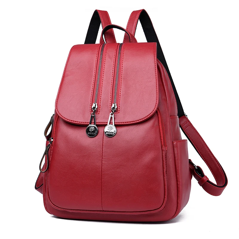 Женский кожаный рюкзак, красная сумка на плечо, высокое качество, женская модная школьная сумка, рюкзаки, дропшиппинг