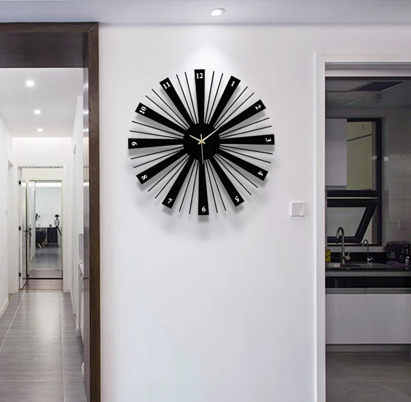 Металлические креативные настенные часы большие декоративные бесшумные черные деревянные настенные часы для гостиной БОЛЬШИЕ ХУДОЖЕСТВЕННЫЕ дизайнерские часы на стену C5T016
