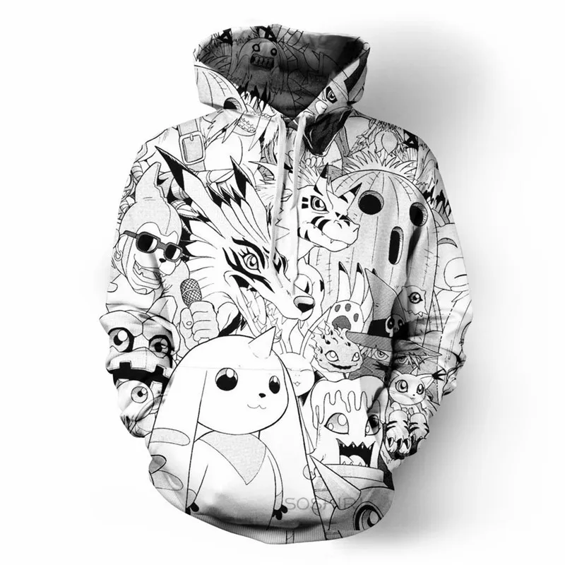 Anime black and white hoodie Clearance
