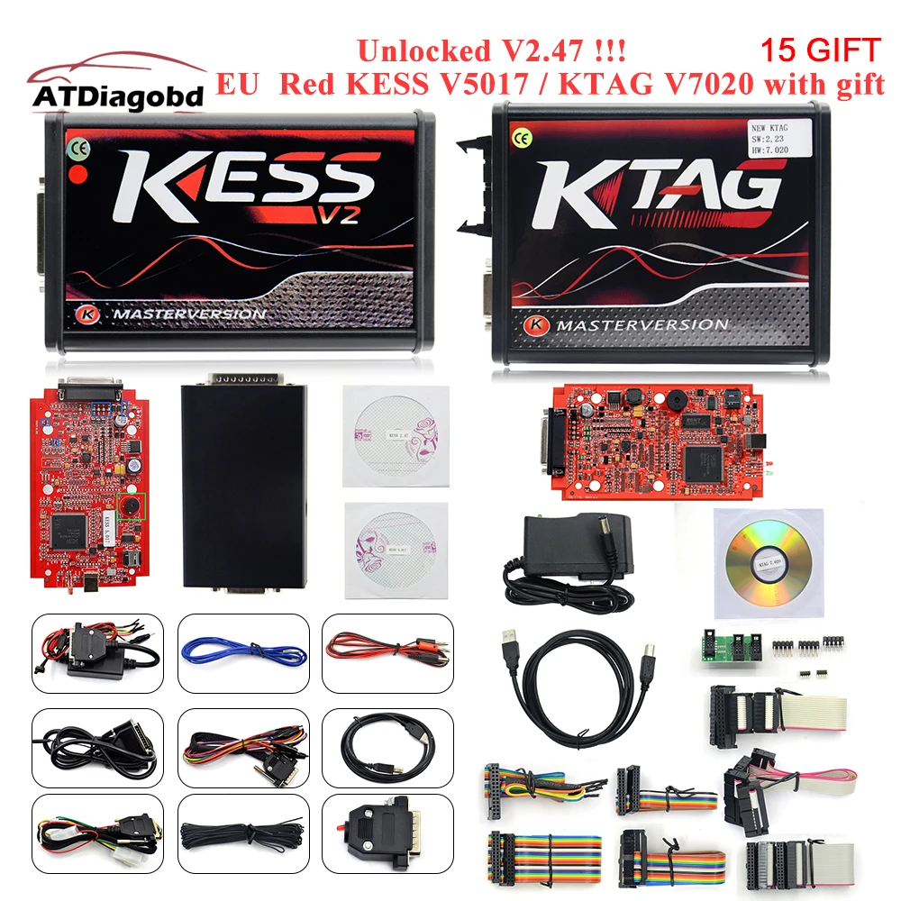 KESS V2 V2.47 V2.23 V5.017 EU красная печатная плата без жетона экю программирование Ktag 4 led с европейской платой красная версия с лучшим качеством