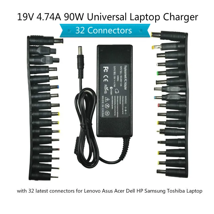 19V 4.74A 90W Универсальный ноутбук адаптер питания зарядное устройство для Lenovo Asus Acer