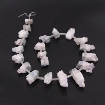 

15.5"/Strand Titanium AB Color Natural Amethysts Geode Quartz Drusy Top Drilled Slab Nugget Beads,Raw Druzy Slice Pendants