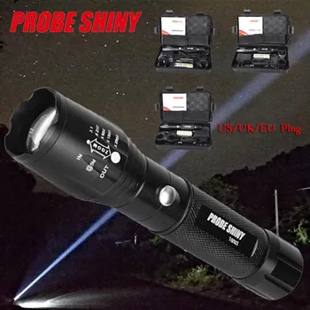 

T6 LED Zoomable 8000 LM 5 Modes Rechargeable Flashlight with Emergency Safety Hammer