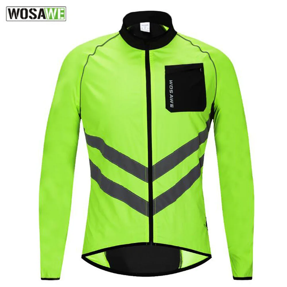 Reflective Cycling Clothing Men Long Sleeve Waterproof Lightweight Rain