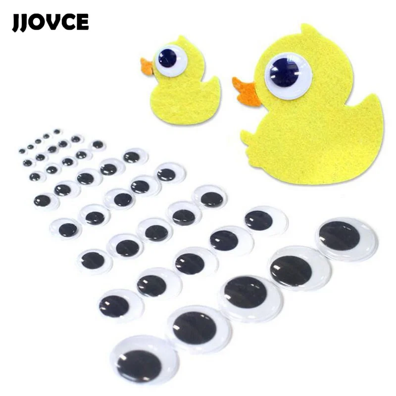 

JJOVCE 15 Types Black/Color 6-35mm Round Self-Adhesive Wiggly Google Eyes Plastic Cartoon Animal Doll Eyeballs Dolls Accessories