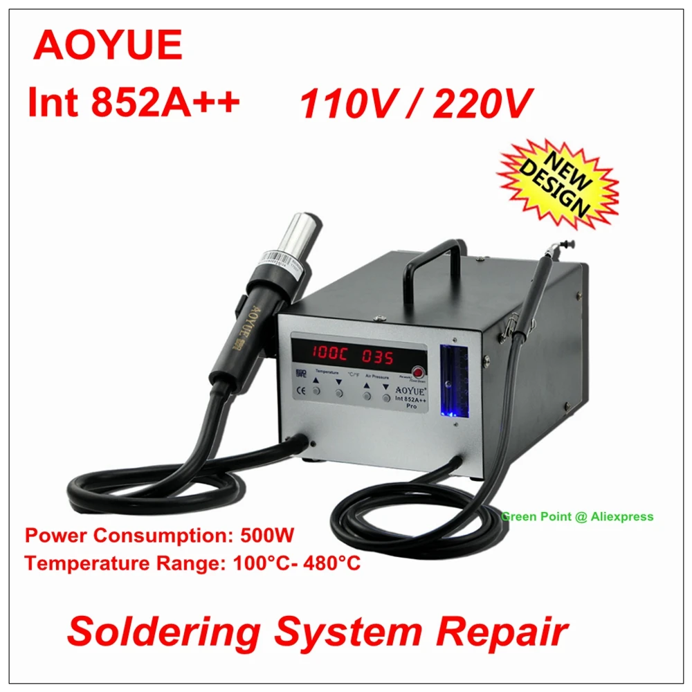 Продукт AOYUE 852A++ ESD Microprocessor-controll с фена 852A++ BGA Rework 110 V/220 V для лаборатории и мастерской