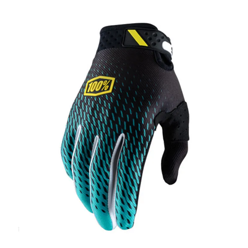 1 пара велосипедных перчаток с 3D принтом, мужские спортивные перчатки на полный палец, велосипедные противоскользящие гелевые накладки, мотоциклетные MTB сетчатые зимние гоночные перчатки - Цвет: black green