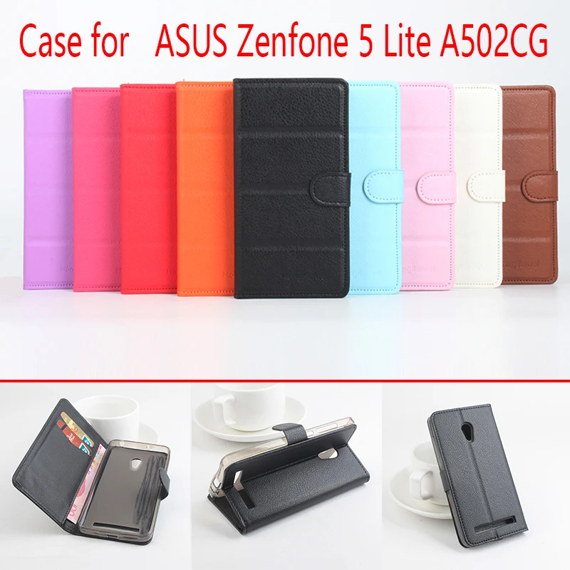Кожаный чехол с зернистой текстурой личи для Asus Zenfone5 A502CG роскошный откидной