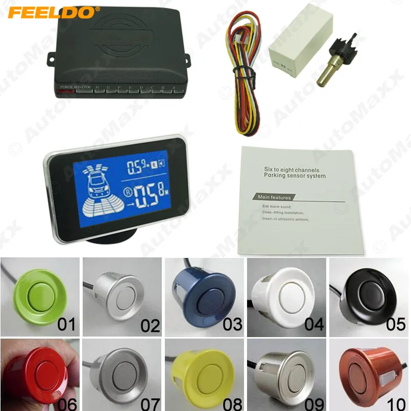 FEELDO 1Set New 8 Sensors Car Front And Rear Parking Distance Digital