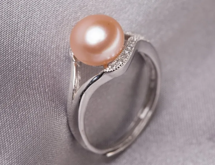 3 цвета регулируемые настоящим пресноводный жемчуг кольцо 8-9 мм Большой Размеры Jewellery Мода палец кольцо Горячие для Для женщин